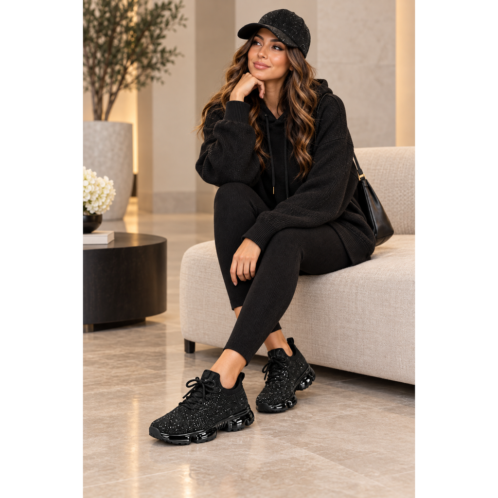 DEJA Black Fall Rhinestone Sneaker