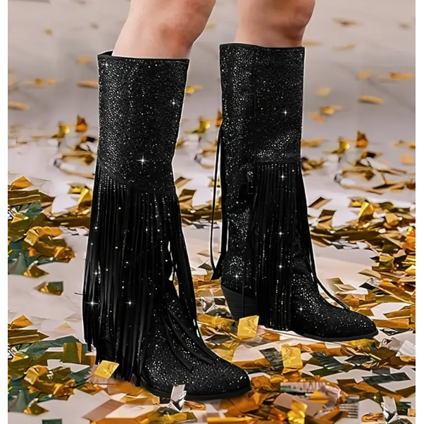 Wayward Rhinestone Fringe Boot